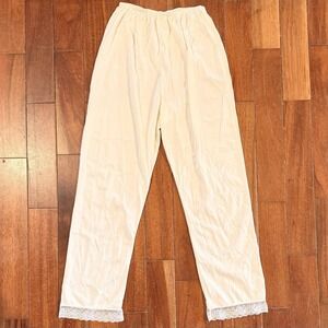 VTG Penneys Pettipants Bloomers LONG Slip Pants Sz M White Nylon Lace Trim